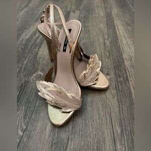 Zara Gold‎ Leaf-Embellished Heels